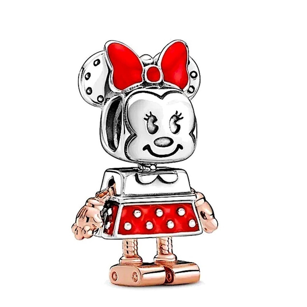 Sterling Silver Minnie Mouse Charm Robot For Charm Bracelet